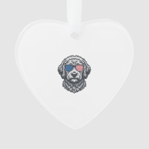 Patriotic Dog Sunglasses Vintage Ornament