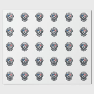 Patriotic Dog Sunglasses Vintage Wrapping Paper