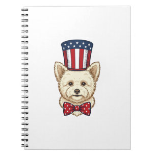 Patriotic Dog Top Hat Vintage Vector Design_1 Notebook