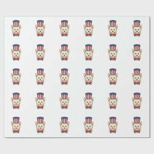 Patriotic Dog Top Hat Vintage Vector Design_1 Wrapping Paper
