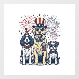 Patriotic Dog Trio Vintage Engraving Shirt Design_ Window Cling