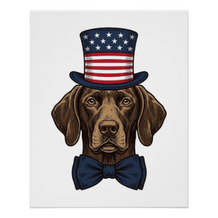 Patriotic Dog Vintage Engraving Shirt Design_1 Poster