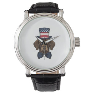 Patriotic Dog Vintage Engraving Shirt Design_1 Watch