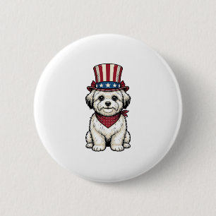 Patriotic Dog Vintage Engraving Vector Design_1 2 Inch Round Button