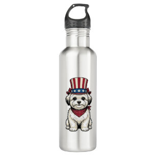 Patriotic Dog Vintage Engraving Vector Design_1 710 Ml Water Bottle