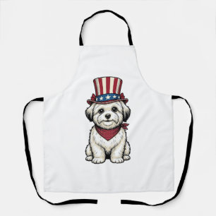 Patriotic Dog Vintage Engraving Vector Design_1 Apron
