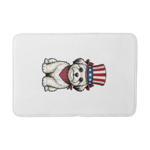 Patriotic Dog Vintage Engraving Vector Design_1 Bath Mat