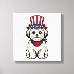 Patriotic Dog Vintage Engraving Vector Design_1 Canvas Print