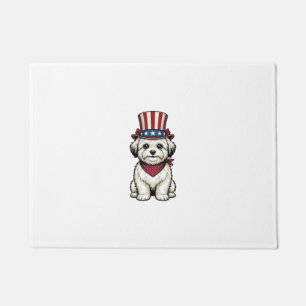 Patriotic Dog Vintage Engraving Vector Design_1 Doormat