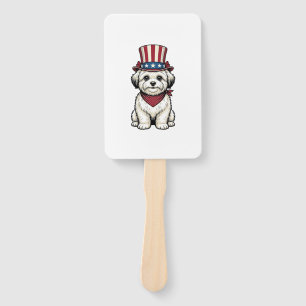 Patriotic Dog Vintage Engraving Vector Design_1 Hand Fan