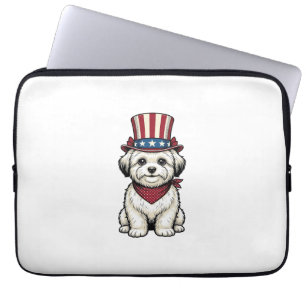 Patriotic Dog Vintage Engraving Vector Design_1 Laptop Sleeve