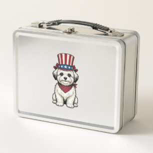 Patriotic Dog Vintage Engraving Vector Design_1 Metal Lunch Box