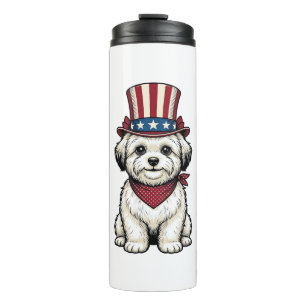 Patriotic Dog Vintage Engraving Vector Design_1 Thermal Tumbler