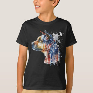 Patriotic Dog Watercolor American Guard Dog of USA T-Shirt