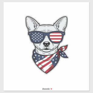 Patriotic Dog with Flag Sunglasses Vintage Vector