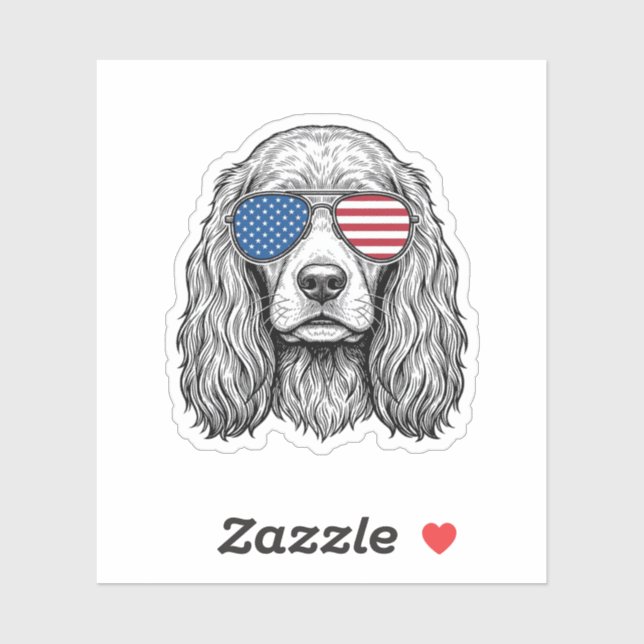 Patriotic Dog with Flag Sunglasses Vintage Vector_ (Sheet)