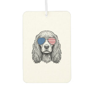 Patriotic Dog with Flag Sunglasses Vintage Vector_ Air Freshener