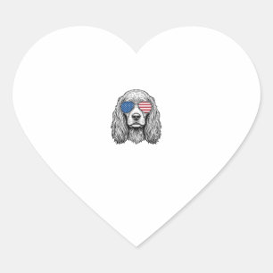 Patriotic Dog with Flag Sunglasses Vintage Vector_ Heart Sticker