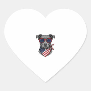 Patriotic Dog With Sunglasses Vintage Shirt Design Heart Sticker