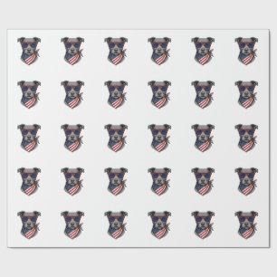 Patriotic Dog With Sunglasses Vintage Shirt Design Wrapping Paper