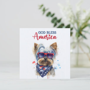 Patriotic Dog-Yorkie 4th of July Card