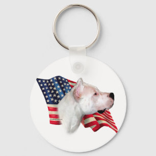Patriotic Dogo Argentino Keychain