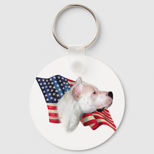 Patriotic Dogo Argentino  Keychain (Front)