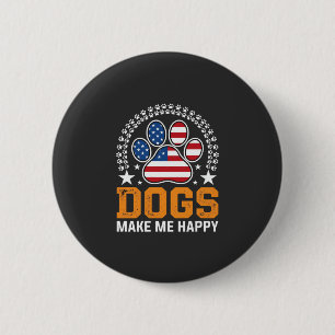 Patriotic Dogs Paw Print Vector 2 Inch Round Button