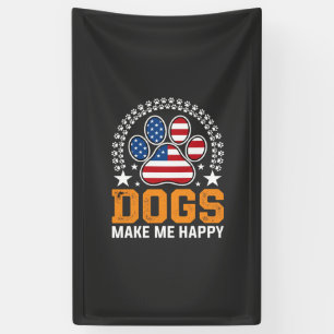 Patriotic Dogs Paw Print Vector Banner