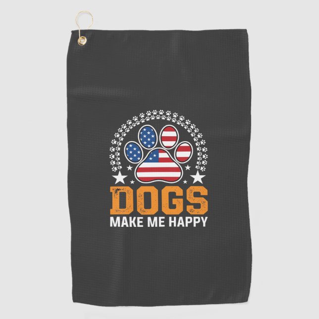 Patriotic Dogs Paw Print Vector Golf Towel (Front)