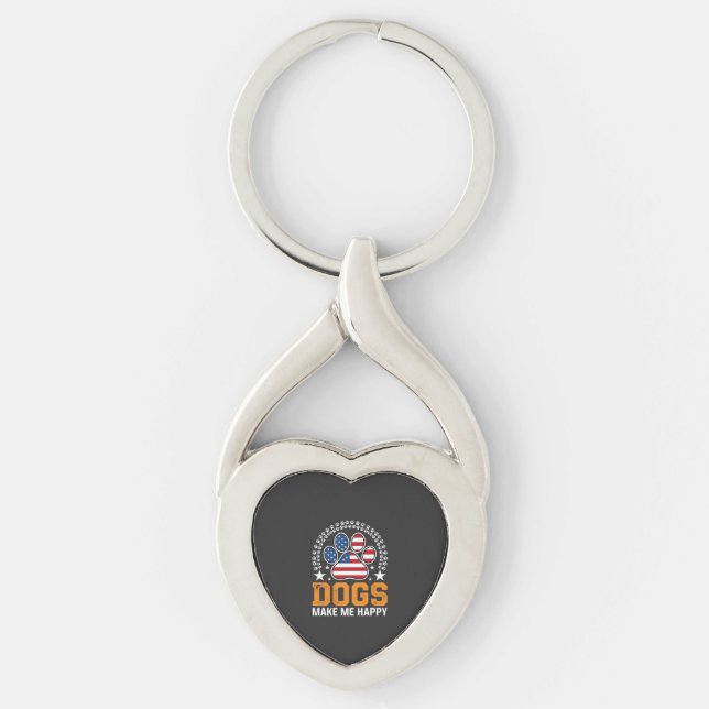 Patriotic Dogs Paw Print Vector Keychain (Front)