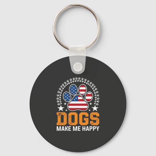 Patriotic Dogs Paw Print Vector Keychain (Front)