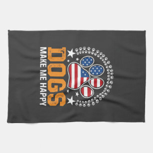 Patriotic Dogs Paw Print Vector Kitchen Towel