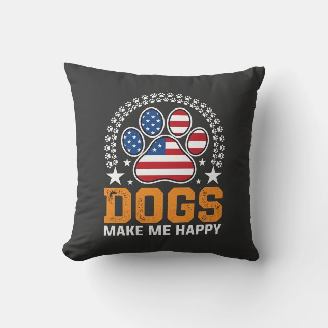 Patriotic Dogs Paw Print Vector Throw Pillow (Front)
