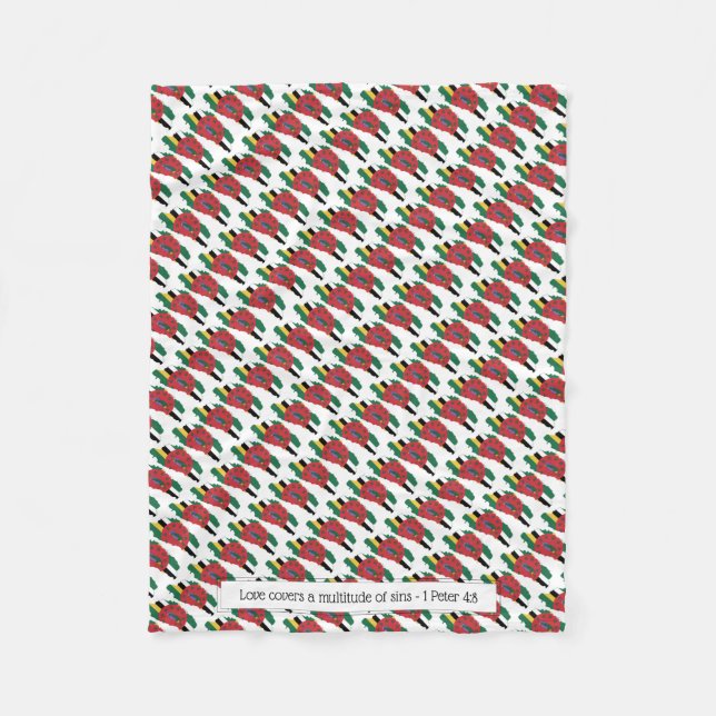 Patriotic DOMINICA MAP Customizable Scriptur Fleece Blanket (Front)