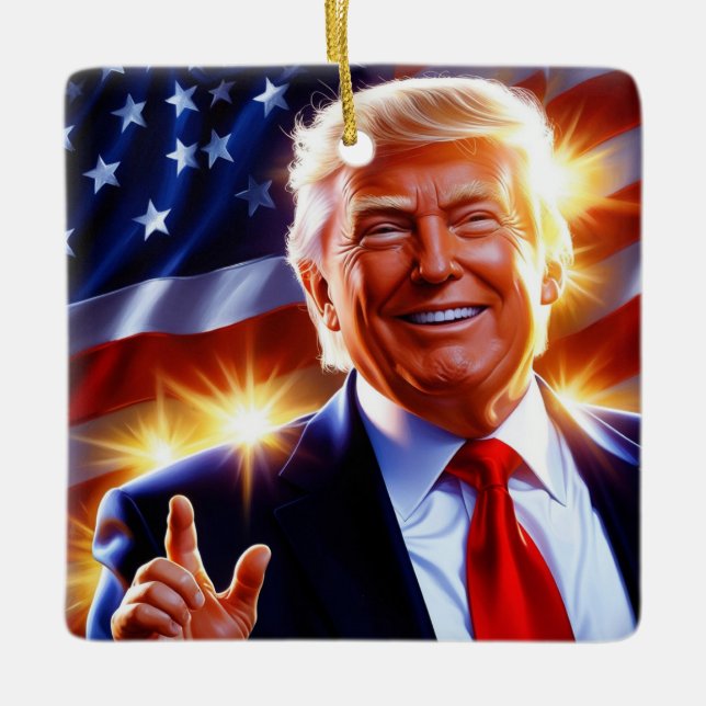 Patriotic Donald Trump Christmas Ornament (Front)