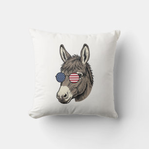 Patriotic Donkey Sunglasses Vintage Shirt Design_1 Throw Pillow