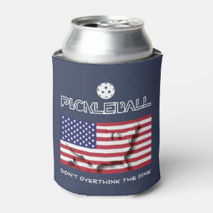 Patriotic DON'T OVERTHINK THE DINK Pickleball Can Cooler