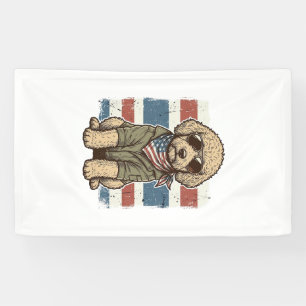 Patriotic Doodle Dog Vintage Engraving Shirt Desig Banner