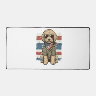 Patriotic Doodle Dog Vintage Engraving Shirt Desig Desk Mat