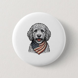 Patriotic Doodle Dog Vintage Engraving Vector Desi 2 Inch Round Button