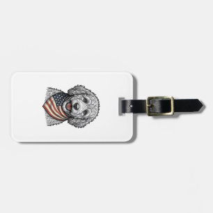 Patriotic Doodle Dog Vintage Engraving Vector Desi Luggage Tag