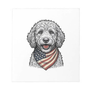 Patriotic Doodle Dog Vintage Engraving Vector Desi Notepad