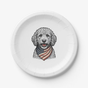 Patriotic Doodle Dog Vintage Engraving Vector Desi Paper Plate