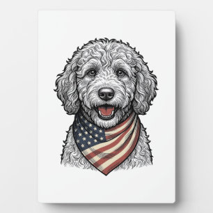 Patriotic Doodle Dog Vintage Engraving Vector Desi Plaque