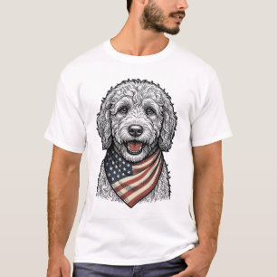 Patriotic Doodle Dog Vintage Engraving Vector Desi T-Shirt