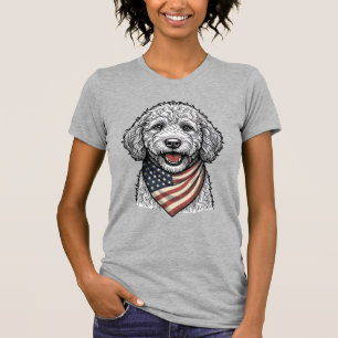 Patriotic Doodle Dog Vintage Engraving Vector Desi T-Shirt