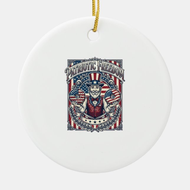 Patriotic Doughnut Lover Vector Graphic Tee_1 Ceramic Ornament (Front)