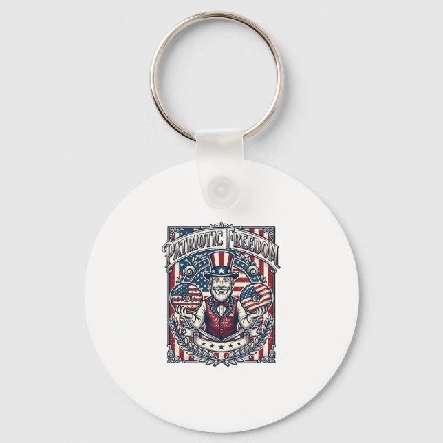 Patriotic Doughnut Lover Vector Graphic Tee_1 Keychain (Front)