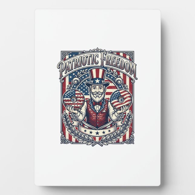 Patriotic Doughnut Lover Vector Graphic Tee_1 Plaque (Front)